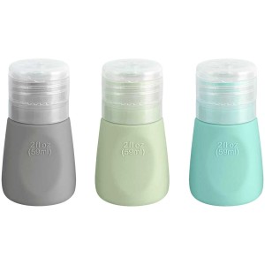 Set de flacons cosmétiques Diaqua, 3 flacons en silicone pastel, 59 ml chacun.