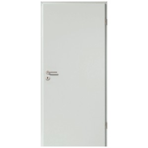 Porta interna GetaDoor CPL grigio chiaro, DIN destra, con maniglia e serratura.