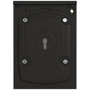 Vista posteriore della lavatrice Sharp ES-WNFB214CMDA nera, carica frontale 12 kg.