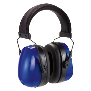 Casque antibruit bleu LUX avec arceau en acier, SNR 27,5 dB pour une protection auditive optimale.