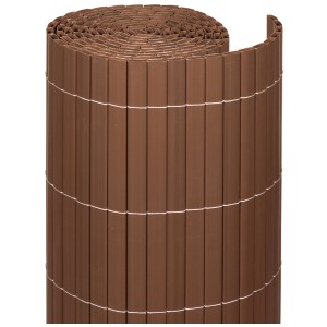 Telo ombreggiante in PVC color noce arrotolato, 90x300 cm, per balcone e giardino.