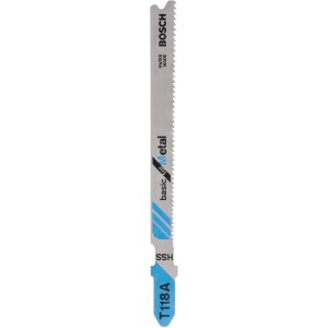 Lama per seghetto alternativo Bosch Pro T 118 A Basic for Metal, adatta per lamiere sottili.