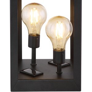 Globo Doris lanterne solaire LED, métal noir, avec deux ampoules Edison pour jardin et balcon.