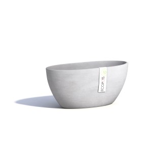 Pot de fleurs Ecopots Sofia en Weissgrau, forme ovale, 13,5x13x30 cm.