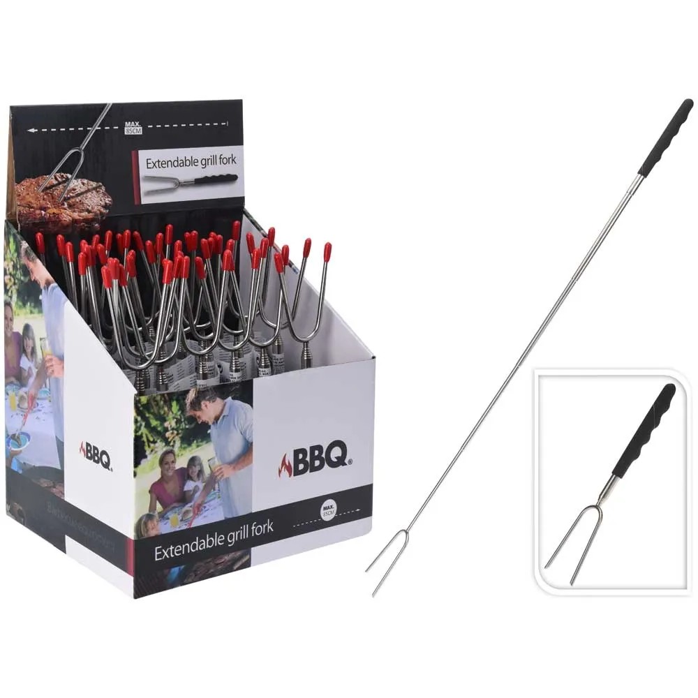 Teleskop-Grillgabel Edelstahl - Einziehbar 22-65cm - Multifunktional Für Grillen & Camping