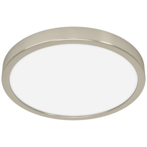 Runde Eglo LED-Deckenleuchte Fueva 6 in Nickel-Optik, 28 cm Durchmesser.