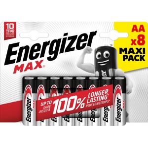 Energizer Max AA Batterie, confezione da 8, batterie alcaline per prestazioni affidabili.
