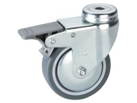 Doerner + Helmer Apparate-Lenkrolle mit TPE + Feststeller + Rückenloch Ø 7,5 cm