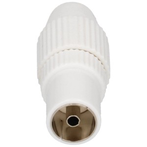 Gros plan d'une prise d'antenne Schwaiger Quickfix blanche