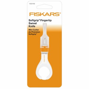 Coltello girevole per hobby Fiskars con impugnatura Softgrip per tagli curvi precisi.