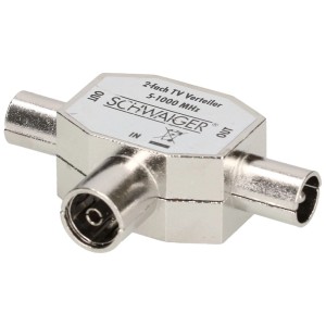 Schwaiger splitter antenna a 2 vie, argento, per connessione TV.