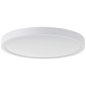 Plafonnier LED Varano blanc, rond, diamètre 37,5 cm, idéal pour salle de bain et couloir.