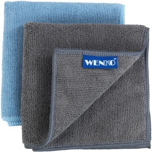 Wenko Panni in microfibra Miko, set da 2 in blu e grigio, accessori cucina.