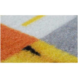 Gros plan : Tapis de cuisine Andiamo Lemon, jaune, orange, gris, polyamide, 50x150 cm.