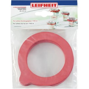 Leifheit Ersatzgummiringe, 6 Stück, rot, für Drahtbügelgläser 1,14 l, Vorratsdosen Zubehör.