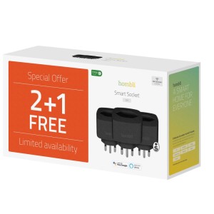 Hombli Smart Swiss Steckdosen 2+1 Promo Pack in Schwarz, Hausautomation.