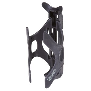 Porte-bidon noir réglable pour vélo, adapté aux bouteilles jusqu'à 1 litre.
