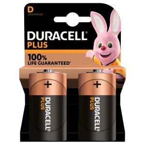 Duracell D batterie, confezione da 2. Batterie alcaline per dispositivi come giocattoli e fotocamere.