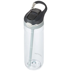 Borraccia trasparente Contigo Ashland (720 ml) con coperchio grigio e cannuccia.