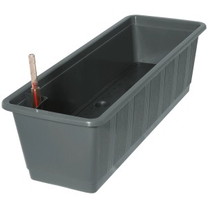 Jardinière anthracite Aqua Green Plus avec indicateur de niveau d'eau, 17x20x59 cm.
