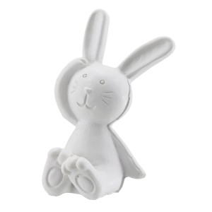 Decorazione pasquale bianca: coniglietto in poliresina, 6 cm.