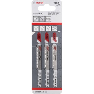 Lames de scie sauteuse Bosch Pro T 102 H Clean for PVC, lot de 3.