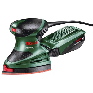 Ponceuse multifonction Bosch PSM 160 A : Ponceuse compacte avec système micro-filtre pour coins et surfaces.