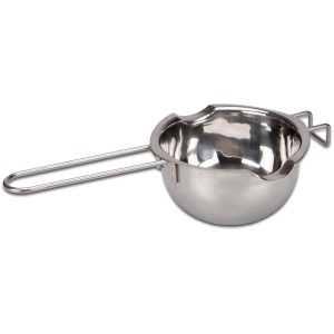 Ciotola Städter in acciaio inox lucido con manico lungo e beccuccio. Utensile da cucina per bagnomaria, Ø 14 cm.