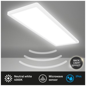 Panneau LED blanc pour salle de bain avec détecteur de mouvement, 58x20 cm, 22W, 3000 lumens, protection IP44.