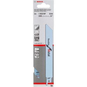 Lame de scie sabre Bosch Pro S 922 BF, lot de 2, flexible pour métal.