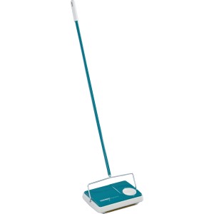 Leifheit Teppichkehrer Regulus, blu e bianco, con spazzole regolabili in altezza per tappeti.