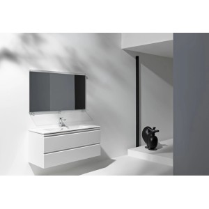 Ensemble de meubles de salle de bains Laufen Pro S avec lavabo, meuble sous-vasque et miroir, couleur wengé, largeur 120 cm.