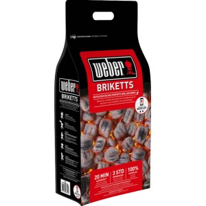Weber Grillbrikett 8 kg en sac : Briquettes de charbon de bois pour barbecues au charbon.