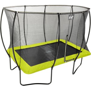 Trampolino da giardino EXIT Silhouette verde, 214x305 cm, con rete di sicurezza.