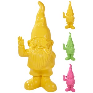 Mehrfarbiger Gartenzwerg aus Polyresin, verschiedene Farben als Dekofigur für den Garten.