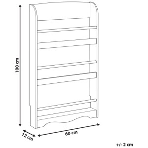 Étagère murale enfant Liloet blanche en pin/MDF, 3 niveaux, dimensions 100x60x12 cm. Pour livres.