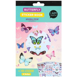 Stickerbook Butterfly avec 6 feuilles d'autocollants papillons colorés pour le bricolage et la décoration.