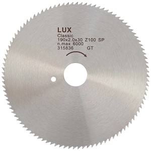 Lama per sega circolare per legno LUX-TOOLS, Ø 190 mm, 100 denti, per tagli precisi nel legno.