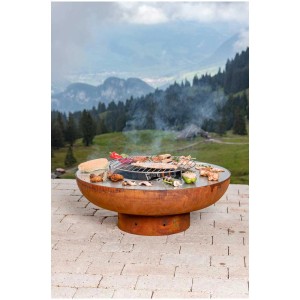Brasero et barbecue Superiore Ø 75 cm avec anneau et grille, grillades en extérieur.