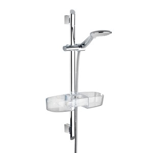 Wenko Duschstangencaddy Premium, transparent, aus Kunststoff, zur Montage an Duschstange.
