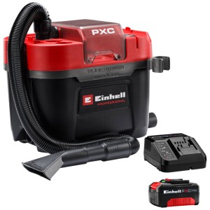 Einhell TP-VC 18/10 Li BL L aspirateur eau et poussière sans fil avec batterie, chargeur et accessoires.