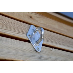 Golfare Windhager in acciaio inox lucido per fissaggio vele ombreggianti su legno.