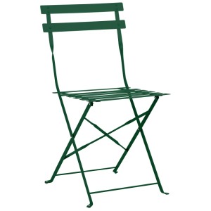 Sedia pieghevole da bistrot Fiori, in metallo verde scuro, per mobili da balcone.