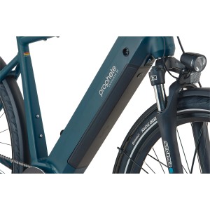 Dettaglio: E-bike da trekking Prophete Entdecker 3.0 color perla notte con motore centrale e batteria integrata.