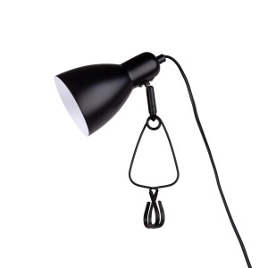 Lampada a pinza nera Näve Mara, 28 cm, con morsetto in metallo e interruttore.