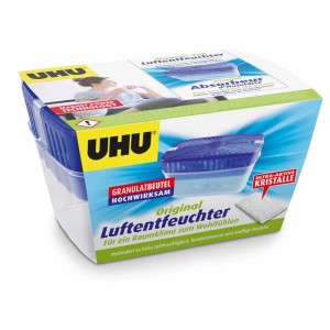 UHU Déshumidificateur d'air pack original avec sac de recharge de 1 kg pour réduire l'humidité.