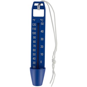 Thermomètre de piscine flottant Steinbach Standard, bleu, avec affichage de la température en °C et °F.