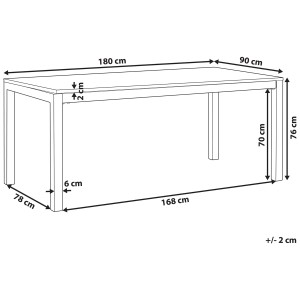 Schizzo tavolo da giardino Grosseto: 180x90cm, acciaio/granito, dimensioni per giardino/terrazza.