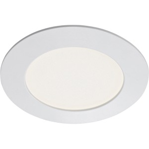 Spot LED encastrable Briloner blanc et rond en plastique, 12 cm de diamètre. Lumière blanche neutre.