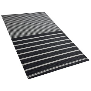 Beliani Outdoor-Teppich Haldia, schwarz-weiß gestreift, rechteckig, aus Polypropylen, jacquardgewebt.